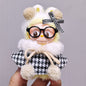 Labubu 4th Generation Doll Outfit - Vintage Houndstooth Plush Set with Glasses & Bow Accessory for 10.5cm Labubu Vinyl Doll
