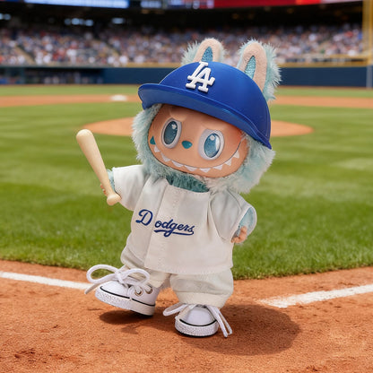 15-17cm Baseball Style Doll Multi-Piece Outfit Set, Los Angeles Dodgers Jersey & Cap + Bat Accessories, Sporty Trendy Doll Clothing Set
