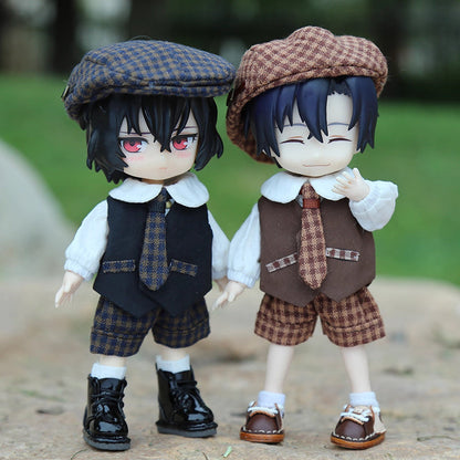 OB11 Doll Clothes | 1/12 BJD Doll Outfits | Doll British Beret & Retro Cape 8-Piece Set | Doll Clothing