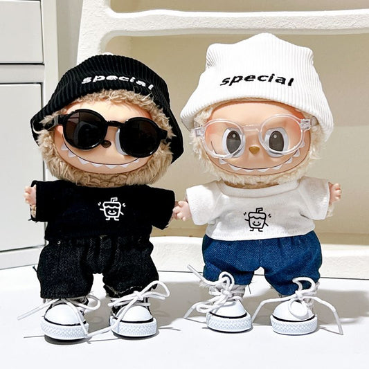 Doll Fashion Casual Clothing 4-Piece Set for 15-17cm Dolls (Hat, T-Shirt, Pants, Shoes Included)