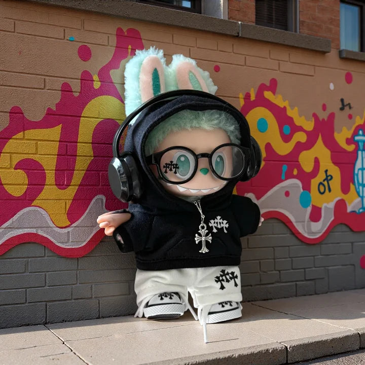 Labubu Chrome Hearts Street Style Hoodie Set