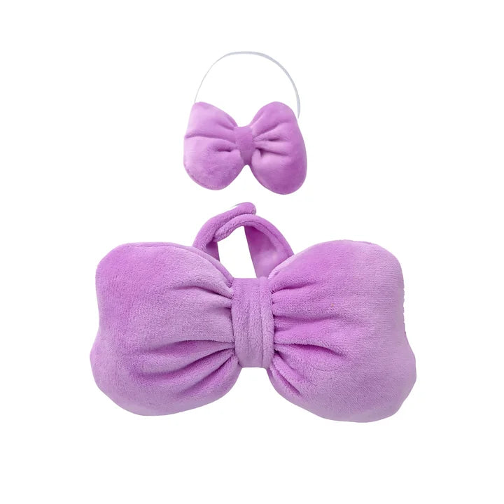 Labubu doll dress fluffy party bodysuit with big bow wings